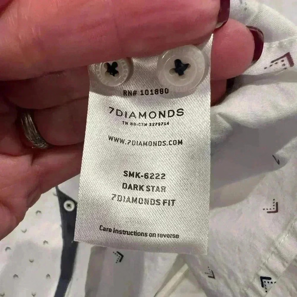 7 Diamond Men’s Suden Impact Short Sleeve Button-Up Shirt/White-SZ Large - Picture 8 of 8